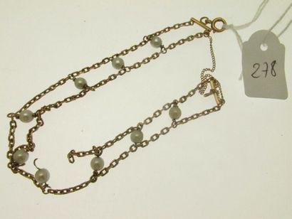 1 gold bracelet set with cultured pearls,...
