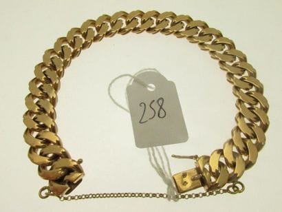 1 solid rose gold bracelet with safety chain,...
