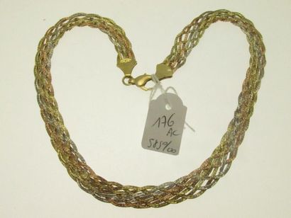 1 gold necklace 585°/°° three-tone braided,...