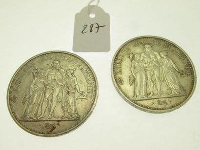 2 pieces of 10Frs RF silver 1868-1970 50...