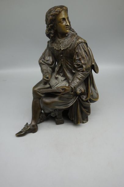 John Milton, sculpture en bronze signée Duchoiselle...