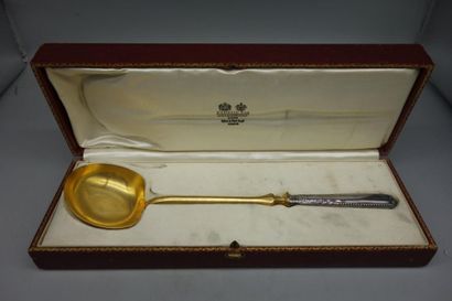 Louche à crème, manche argent fourré, spatule...