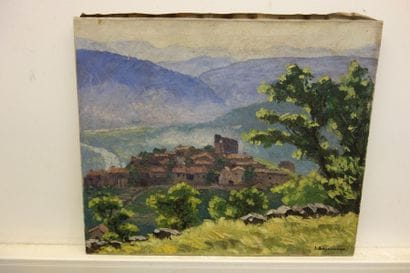Paysage, huile sur toile, signée en bas à...