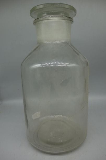 Pot couvert en verre translucide. 