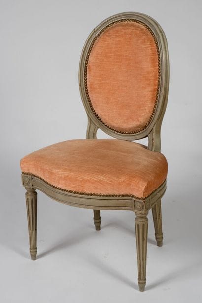 Petite chaise en cabriolet en hêtre repeint,...