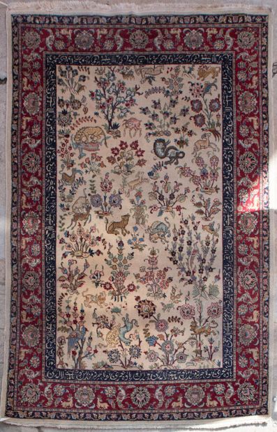 TAPIS PERSAN ORIGINE TABRIZ CHAINE TRAME...