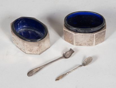 Paire de salerons de table, de forme octogonale,...