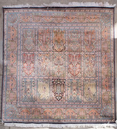 TAPIS INDE CACHEMIRE CHAINE COTON VELOURS...
