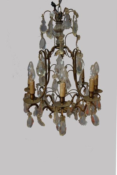 Lustre cage à six bras de lumière, garnis...
