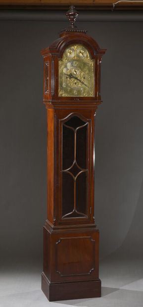 Grand régulateur de parquet en acajou et...