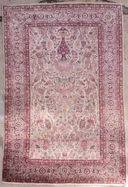TAPIS PERSAN ORIGINE KASHAN CHAINE ET VELOURS...