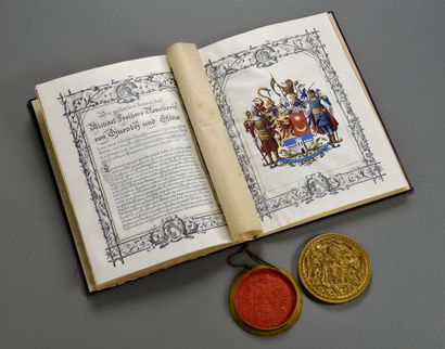 Concession d'armoiries et de noblesse signée,...