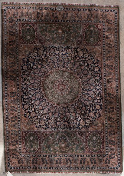 TAPIS PERSAN ORIGINE GHOM CHAINE ET VELOURS...