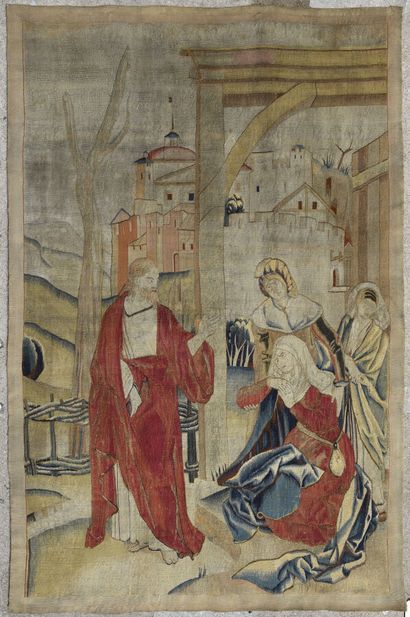 Flandres ? Tapisserie polychrome, le Christ...