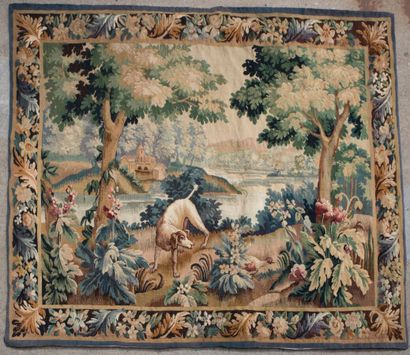 Tapisserie dans le goût d'Aubusson figurant...
