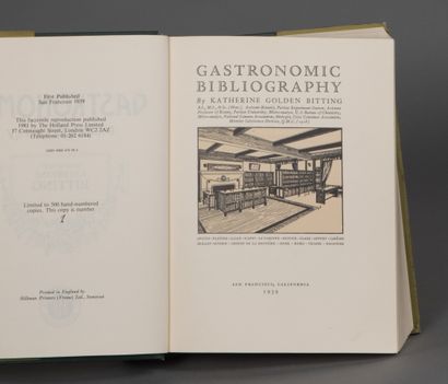 BITTING Katherine Golden. GASTRONOMIC BIBLIOGRAPHY....