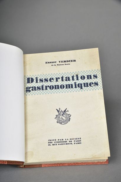 VERDIER, Dissertations gastronomiques Monographie...
