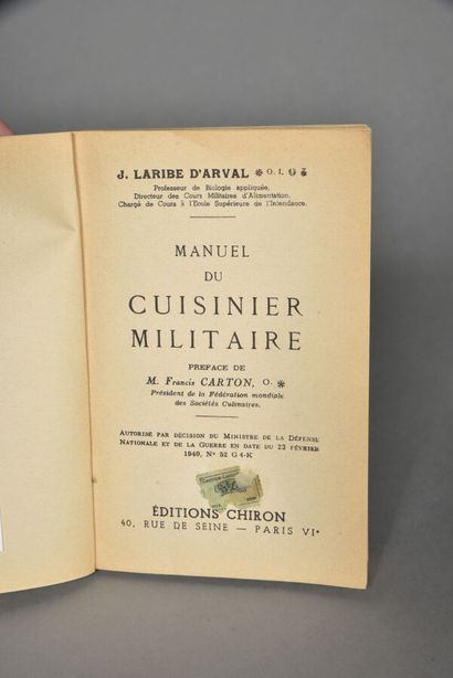 LARIBE D'ARVAL, Manuel du cuisinier militaire,...