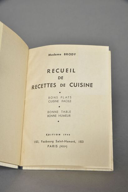 BRODY, Recueil de recettes de cuisine, bons...