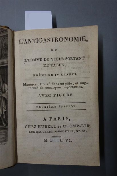 [GOURIET (Jean Baptiste)]. L'ANTIGASTRONOMIE,...
