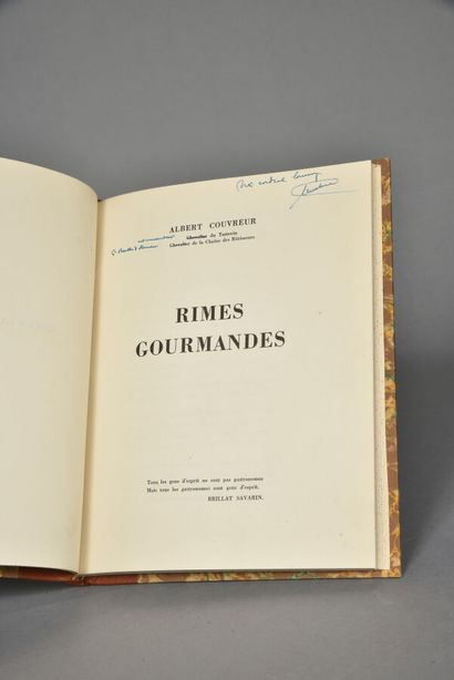 COUVREUR Albert, Rimes gourmandes, Bruxelles,...