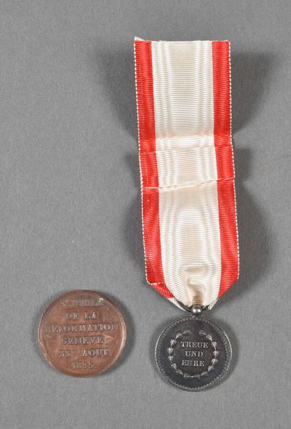 SUISSE. Médaille d'YVERDON de 1815, donnée...