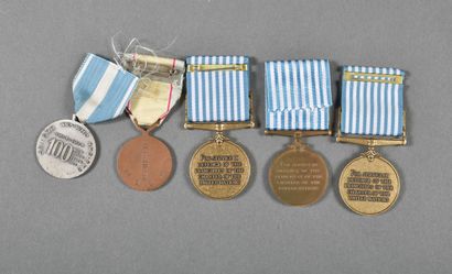 France/ONU/COREE. Médailles, lot de 5.