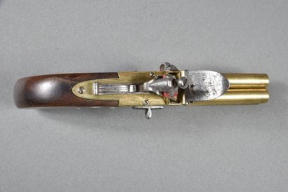 Pistolet à silex à coffre d'officier de marine,...