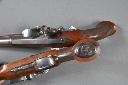 Paire de pistolets à silex, à canons (30...
