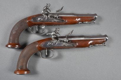 Paire de pistolets à silex, à canons (30...