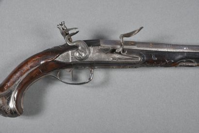 Pistolet à silex, signé 
