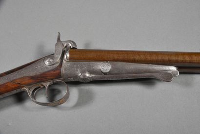 2-shot hunting rifle, with pins, locks engraved...