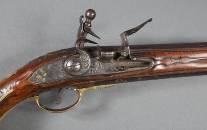 Pistolet d'arçon à silex, à canons (30 cm)...
