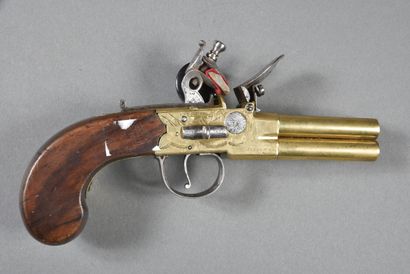 Pistolet à silex à coffre d'officier de marine,...