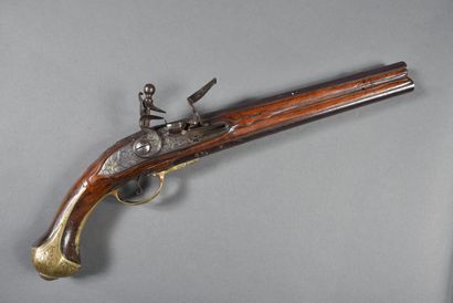 Pistolet d'arçon à silex, à canons (30 cm)...