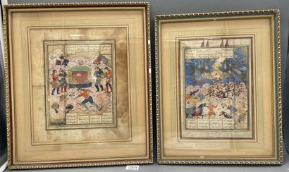 Two Persian miniatures from the same series,...