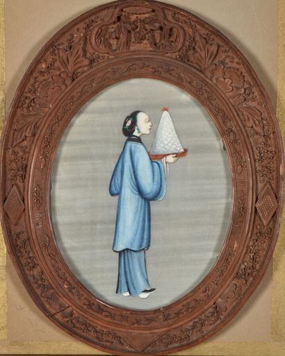 Lot of three small paintings, two of which...