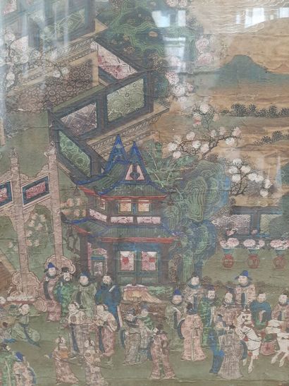Painting in colors on silk, representing,...