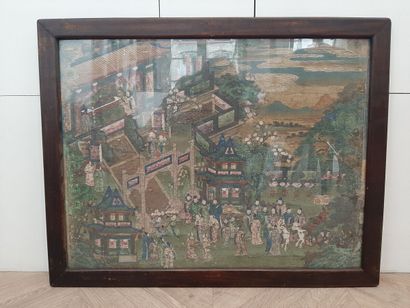 Painting in colors on silk, representing,...