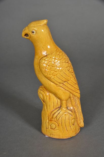 Yellow glazed ceramic subject representing...