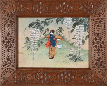 Lot of three small paintings, two of which...
