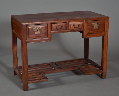 Rectangular desk in elm, opening in front...