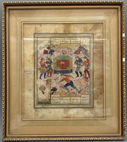 Two Persian miniatures from the same series,...