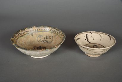 Set of two ceramic cups, one, from the Maghreb,...
