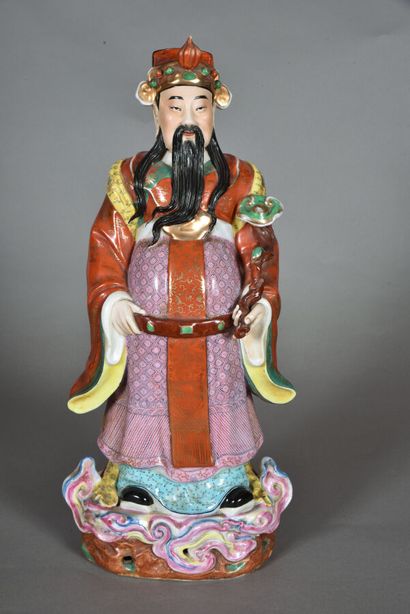 Large porcelain and polychrome and gilded...