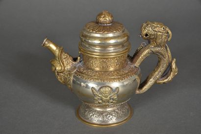 Copper bumpa pot partially silvered, the...