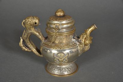 Copper bumpa pot partially silvered, the...