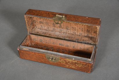 Small rectangular leather box on papier-mâché,...