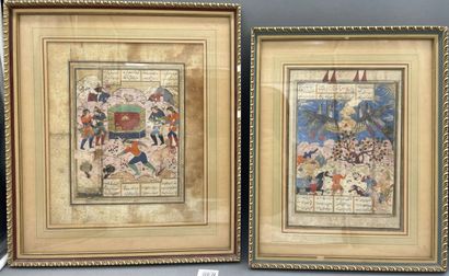 Two Persian miniatures from the same series,...
