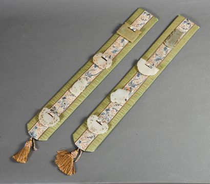 Set of eight white and celadon jade plaques,...
